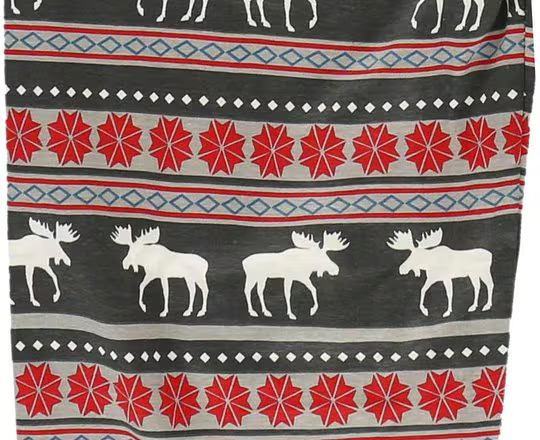 close up of an original Fair Isle pattern with moose and snowflake icons